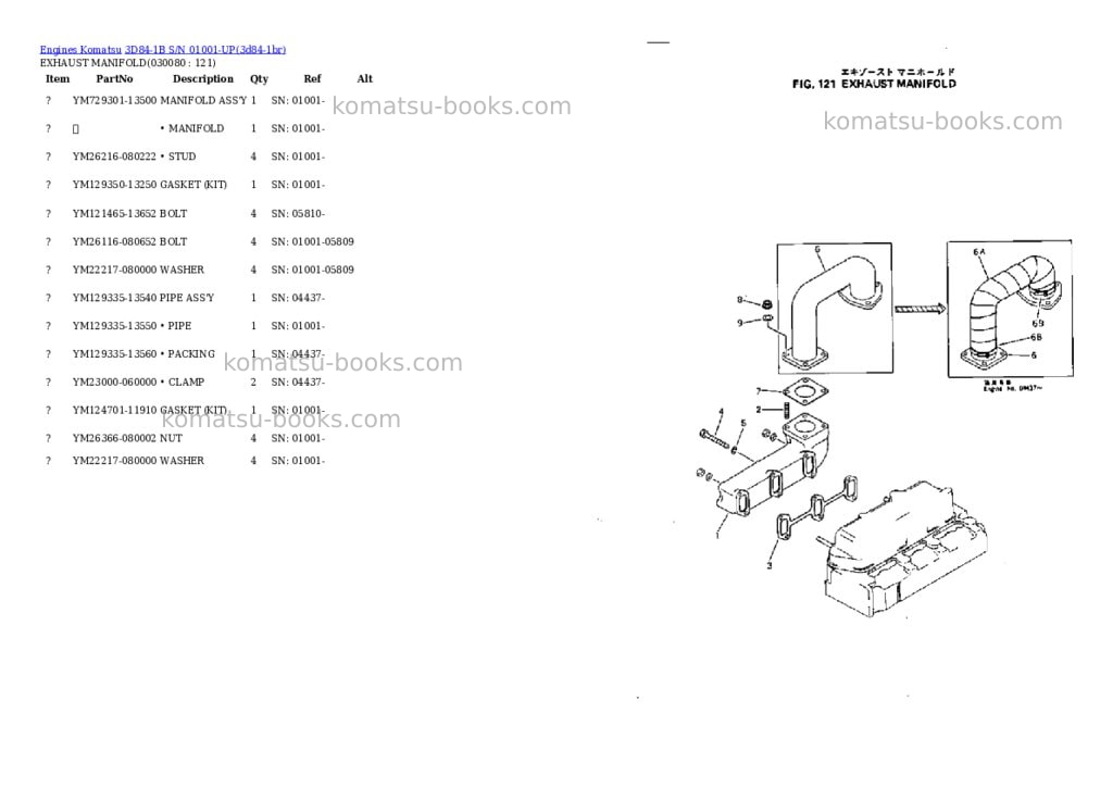 Komatsu 3D84-1B S/N 01001-UP Parts catalog cover Page 7