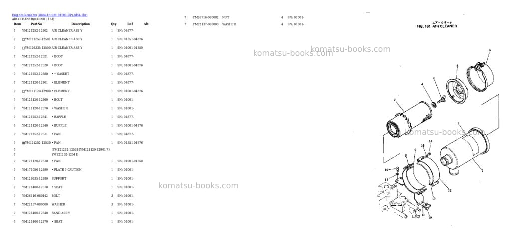 Komatsu 3D84-1B S/N 01001-UP Parts catalog cover Page 8