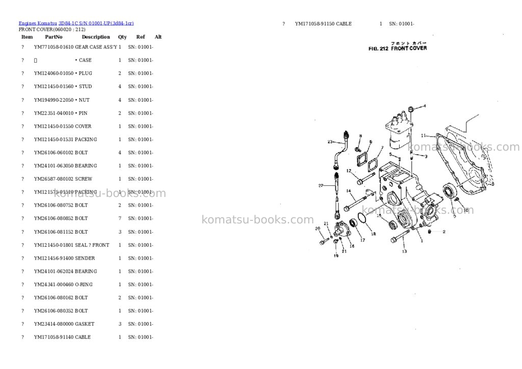 Komatsu 3D84-1C S/N 01001-UP Parts catalog cover Page 10