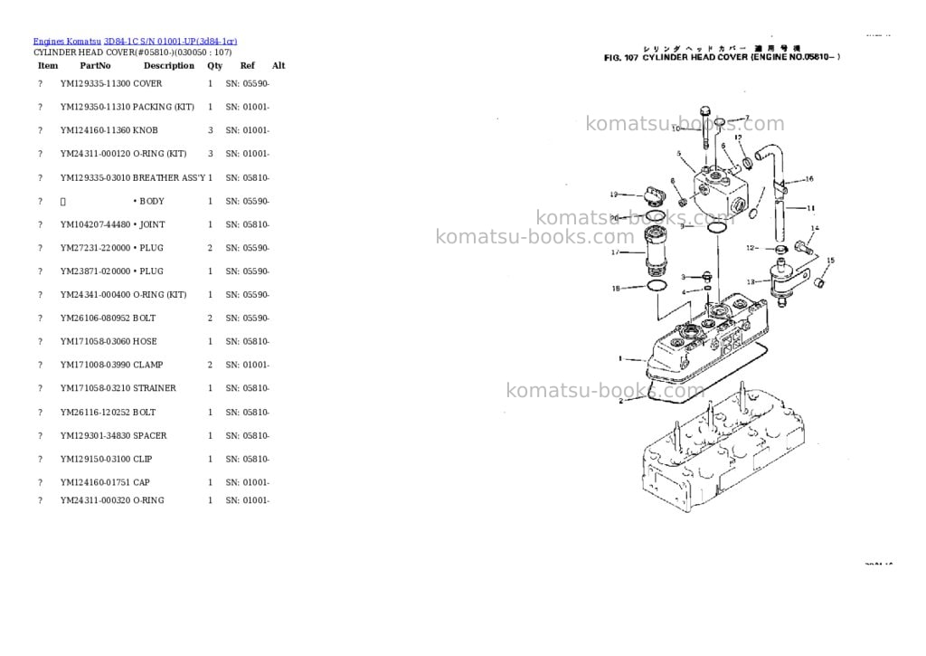 Komatsu 3D84-1C S/N 01001-UP Parts catalog cover Page 4