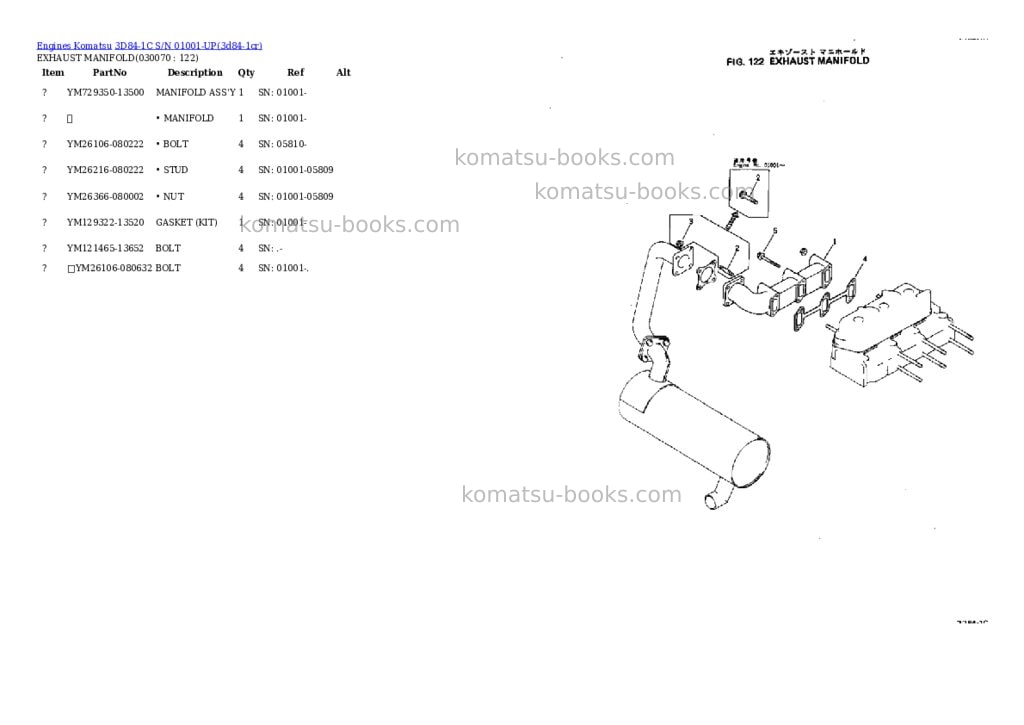 Komatsu 3D84-1C S/N 01001-UP Parts catalog cover Page 6