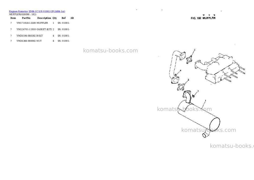 Komatsu 3D84-1C S/N 01001-UP Parts catalog cover Page 8