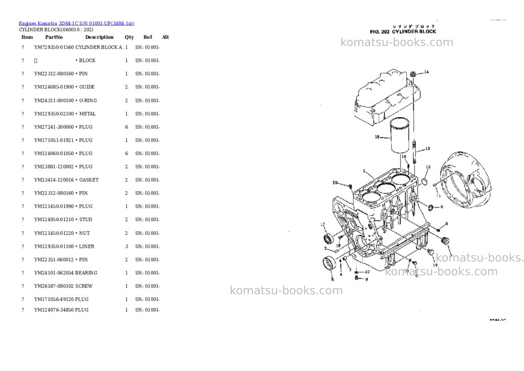 Komatsu 3D84-1C S/N 01001-UP Parts catalog cover Page 9
