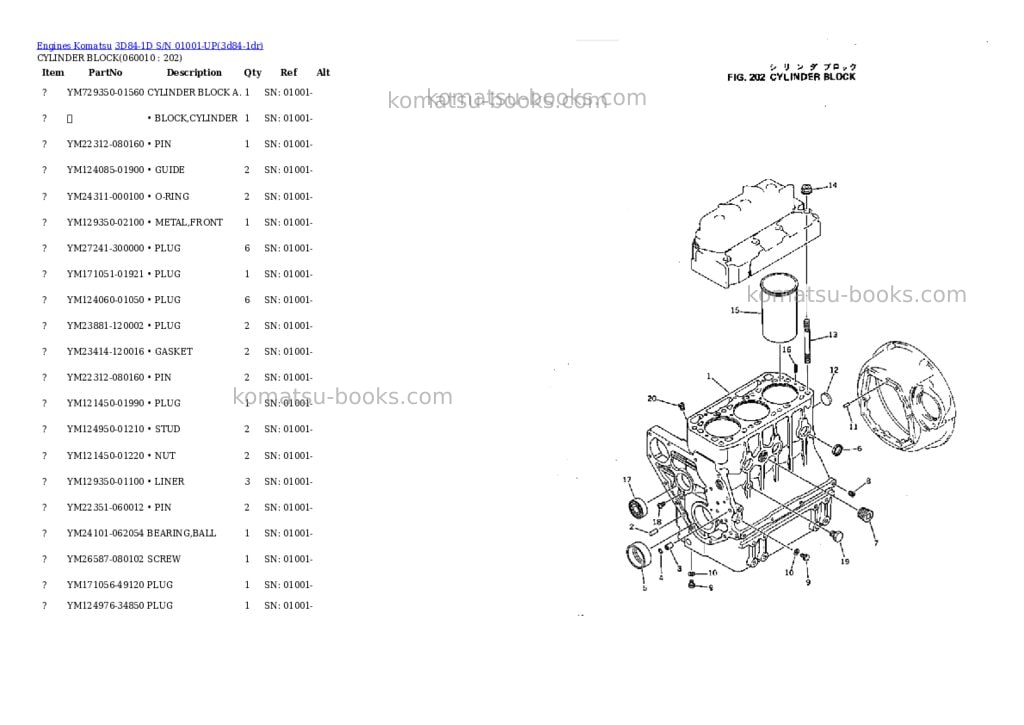 Komatsu 3d84-1d s/n 01001-up Parts catalog cover Page 10