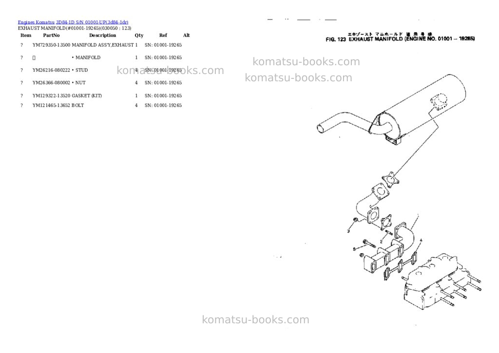 Komatsu 3d84-1d s/n 01001-up Parts catalog cover Page 4