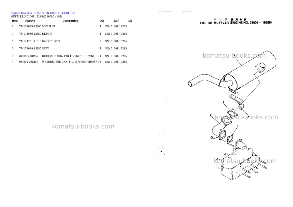 Komatsu 3d84-1d s/n 01001-up Parts catalog cover Page 8