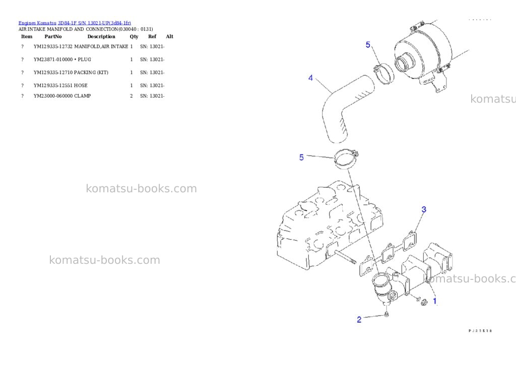 Komatsu 3D84-1F S/N 13021-UP Parts catalog cover Page 3