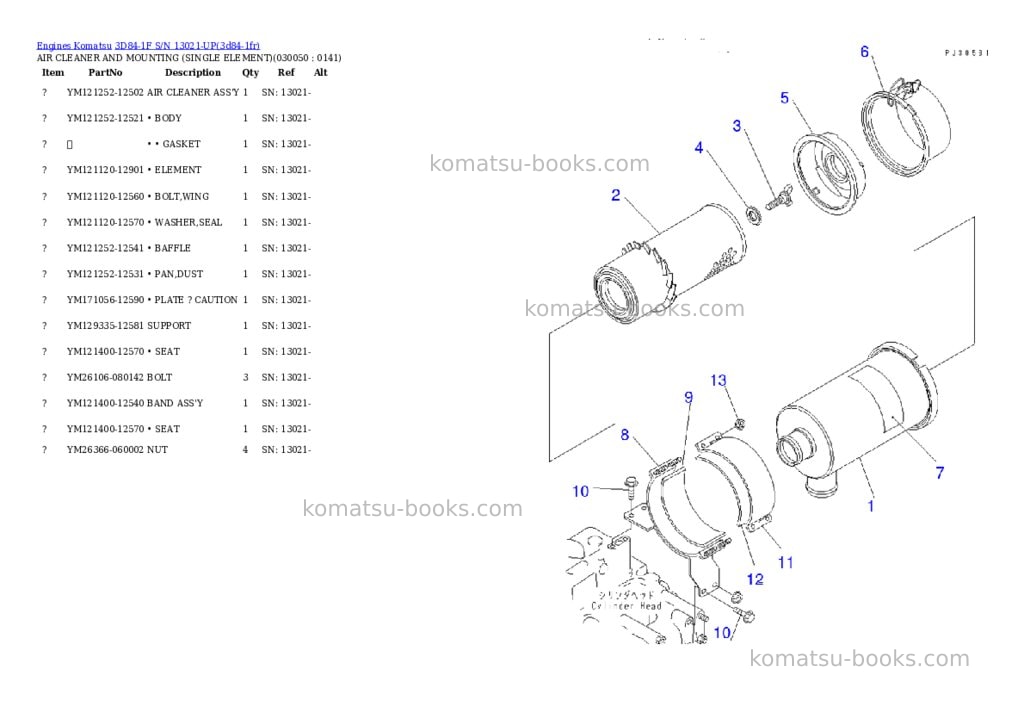 Komatsu 3D84-1F S/N 13021-UP Parts catalog cover Page 4