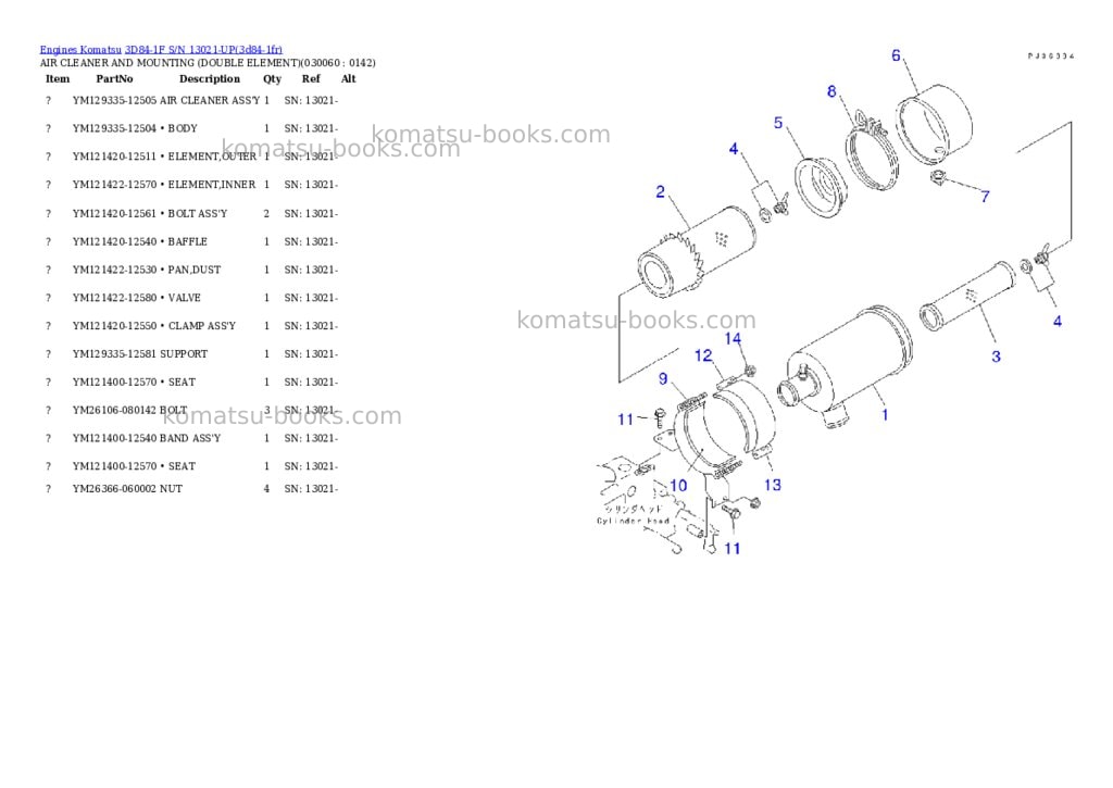 Komatsu 3D84-1F S/N 13021-UP Parts catalog cover Page 5