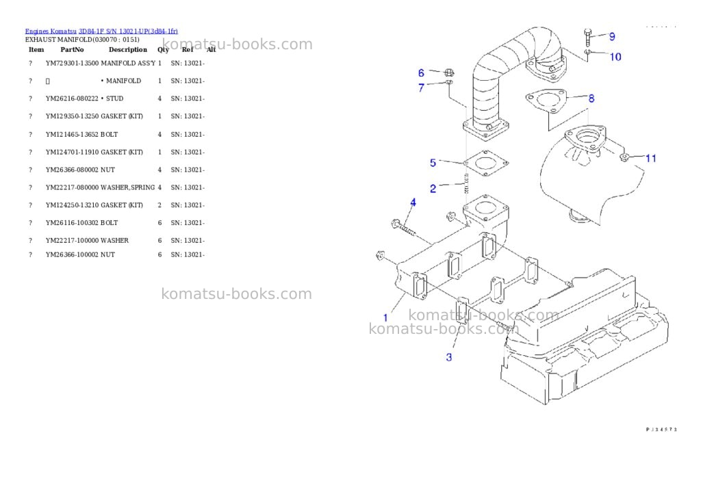 Komatsu 3D84-1F S/N 13021-UP Parts catalog cover Page 6