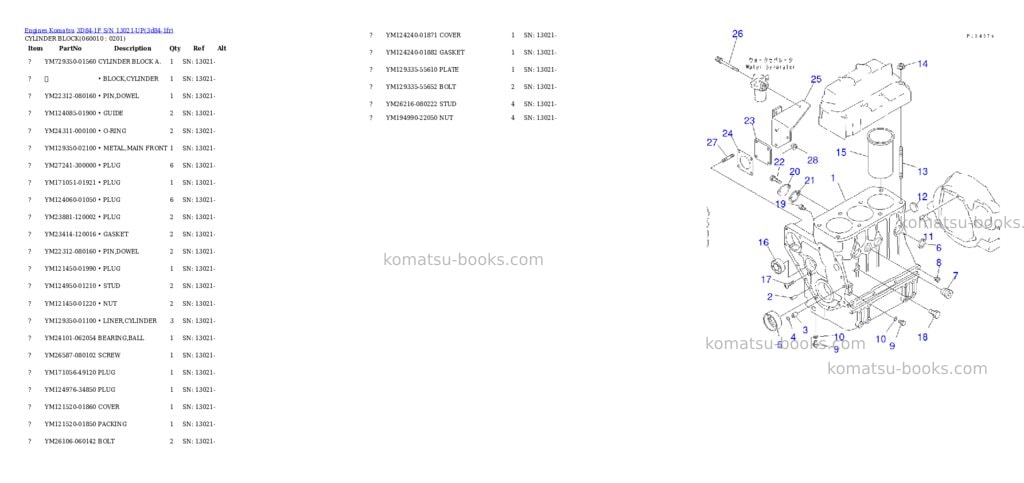 Komatsu 3D84-1F S/N 13021-UP Parts catalog cover Page 7