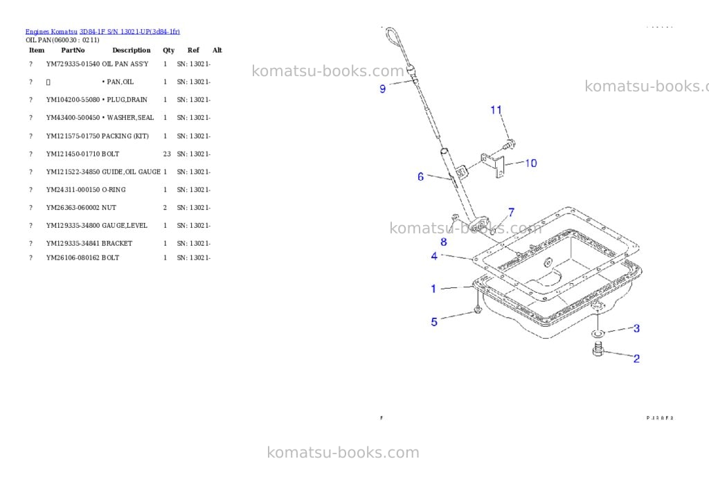 Komatsu 3D84-1F S/N 13021-UP Parts catalog cover Page 9
