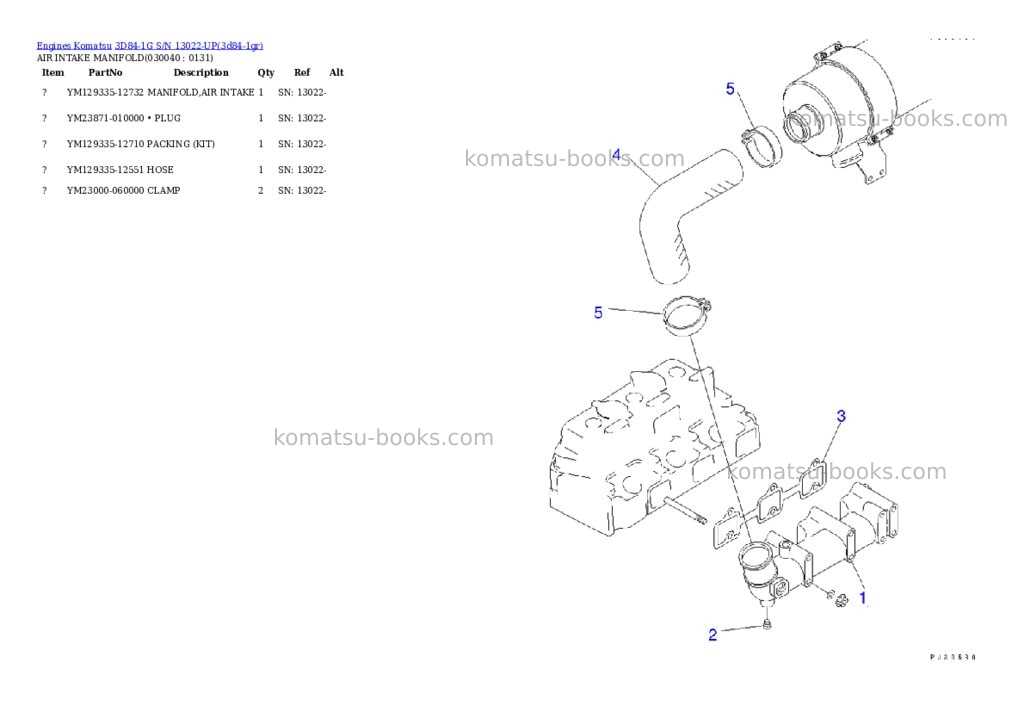 Komatsu 3D84-1G S/N 13022-UP Parts catalog cover Page 3