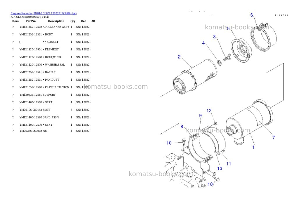 Komatsu 3D84-1G S/N 13022-UP Parts catalog cover Page 4