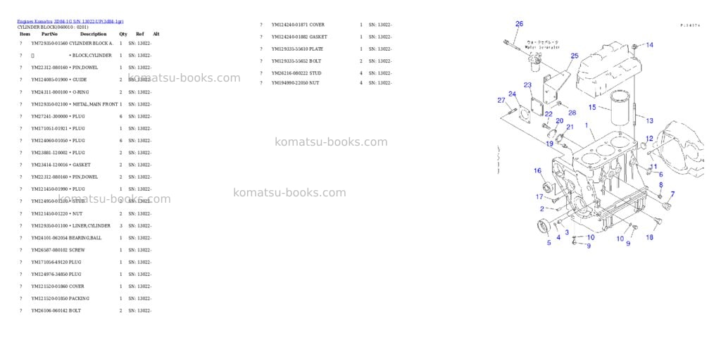 Komatsu 3D84-1G S/N 13022-UP Parts catalog cover Page 6