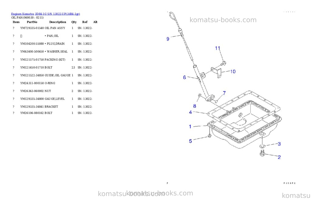 Komatsu 3D84-1G S/N 13022-UP Parts catalog cover Page 8