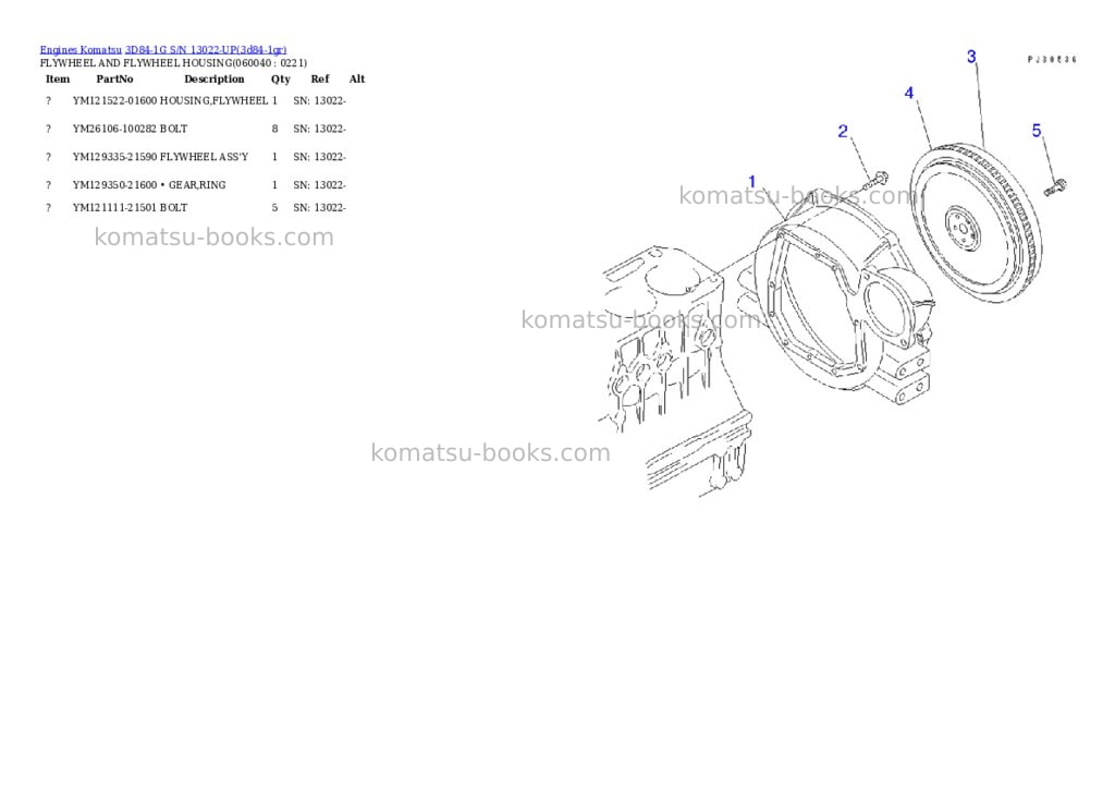 Komatsu 3D84-1G S/N 13022-UP Parts catalog cover Page 9