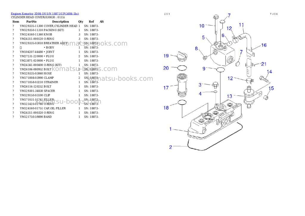 Komatsu 3d84-1h s/n 18873-up Parts catalog cover Page 2 Komatsu 3d84-1h s/n 18873-up Parts catalog cover Page 2