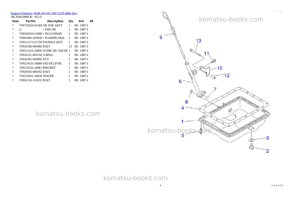 Komatsu 3d84-1h s/n 18873-up Parts catalog cover Page 9 Komatsu 3d84-1h s/n 18873-up Parts catalog cover Page 9