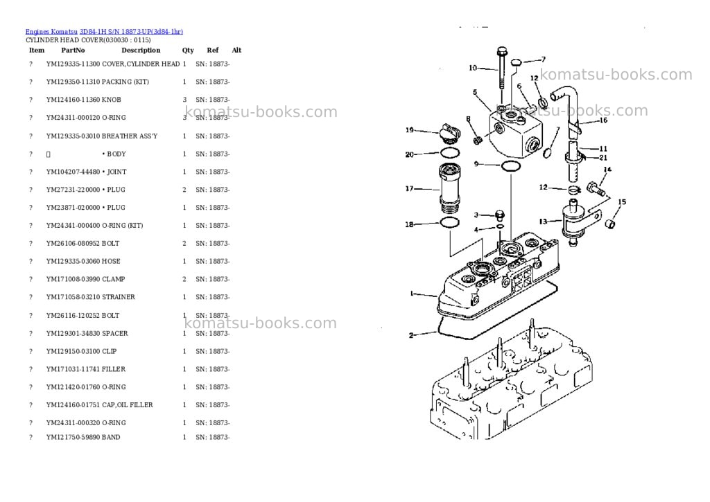 Komatsu 3D84-1H S/N 18873-UP Parts catalog cover Page 2 Komatsu 3D84-1H S/N 18873-UP Parts catalog cover Page 2