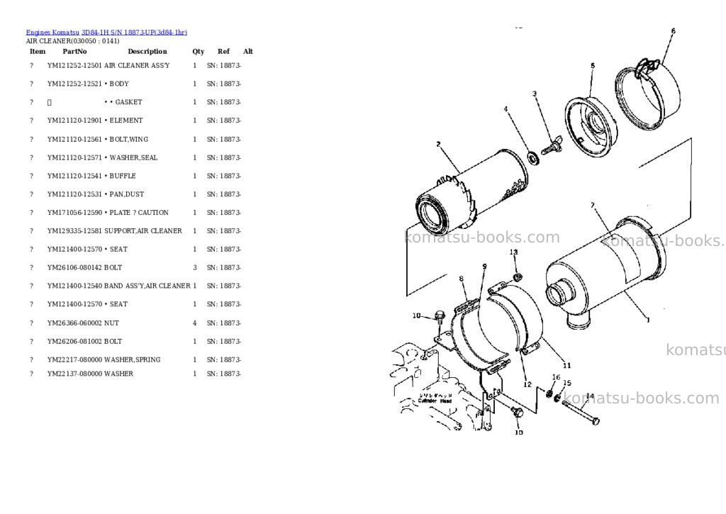 Komatsu 3D84-1H S/N 18873-UP Parts catalog cover Page 4 Komatsu 3D84-1H S/N 18873-UP Parts catalog cover Page 4