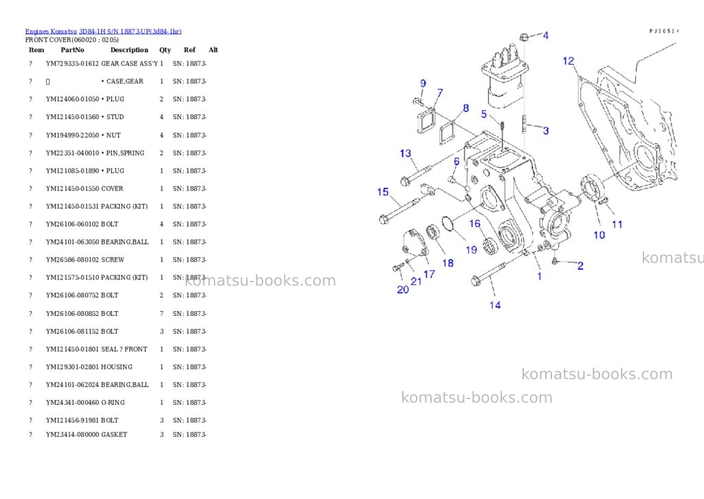 Komatsu 3D84-1H S/N 18873-UP Parts catalog cover Page 8 Komatsu 3D84-1H S/N 18873-UP Parts catalog cover Page 8
