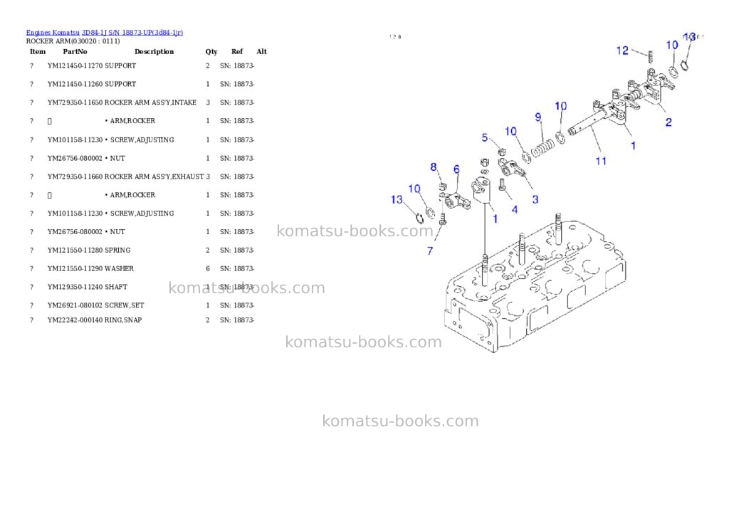 Komatsu 3D84-1J S/N 18873-UP Parts catalog cover Komatsu 3D84-1J S/N 18873-UP Parts catalog cover