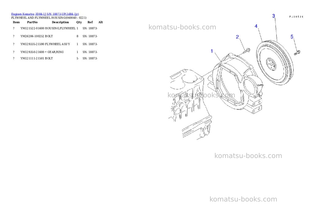 Komatsu 3D84-1J S/N 18873-UP Parts catalog cover Page 10 Komatsu 3D84-1J S/N 18873-UP Parts catalog cover Page 10