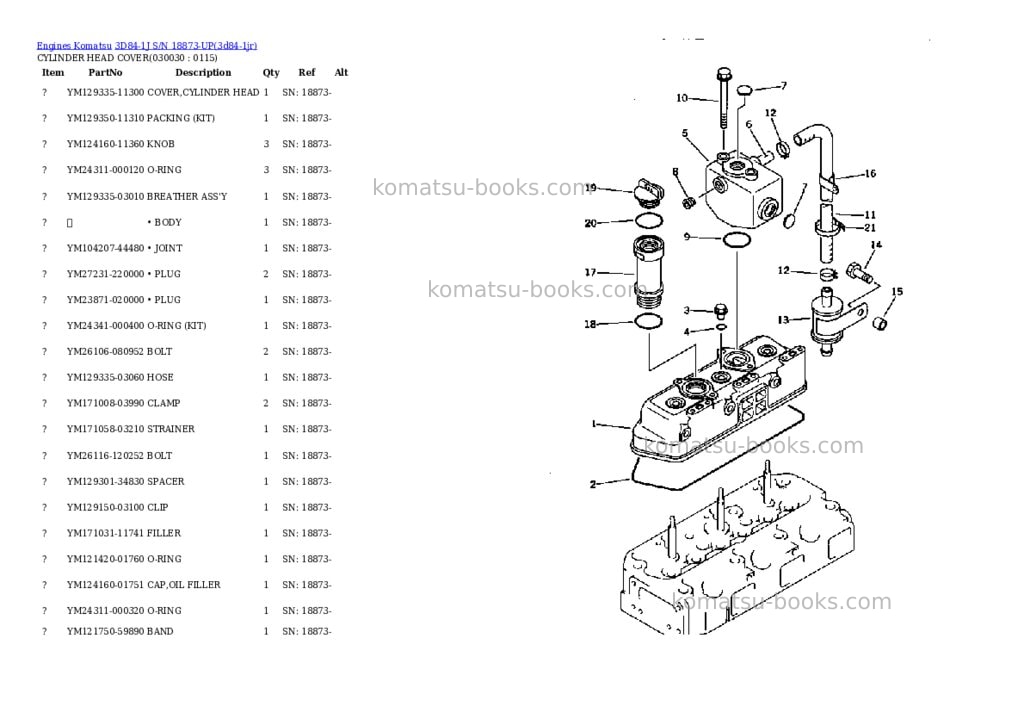 Komatsu 3D84-1J S/N 18873-UP Parts catalog cover Page 2 Komatsu 3D84-1J S/N 18873-UP Parts catalog cover Page 2