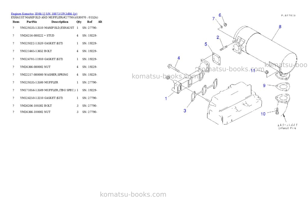 Komatsu 3D84-1J S/N 18873-UP Parts catalog cover Page 6 Komatsu 3D84-1J S/N 18873-UP Parts catalog cover Page 6