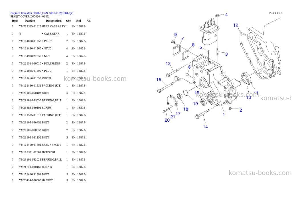Komatsu 3D84-1J S/N 18873-UP Parts catalog cover Page 8 Komatsu 3D84-1J S/N 18873-UP Parts catalog cover Page 8