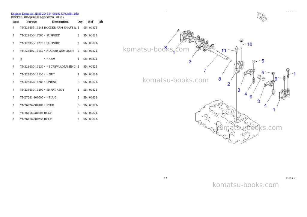 Komatsu 3d84-2d s/n 00292-up Parts catalog cover Komatsu 3d84-2d s/n 00292-up Parts catalog cover