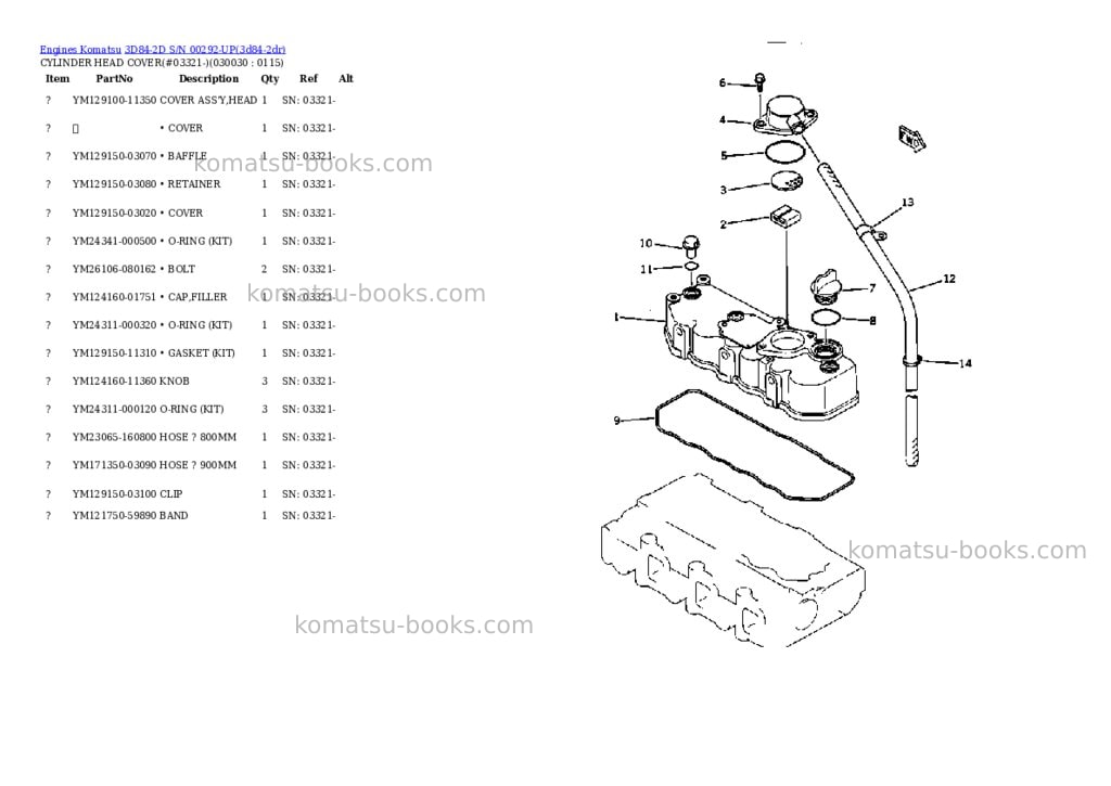 Komatsu 3d84-2d s/n 00292-up Parts catalog cover Page 2 Komatsu 3d84-2d s/n 00292-up Parts catalog cover Page 2