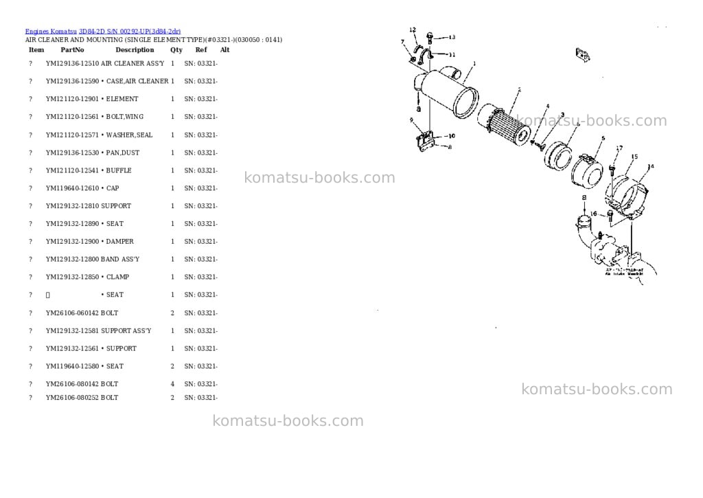 Komatsu 3d84-2d s/n 00292-up Parts catalog cover Page 4 Komatsu 3d84-2d s/n 00292-up Parts catalog cover Page 4
