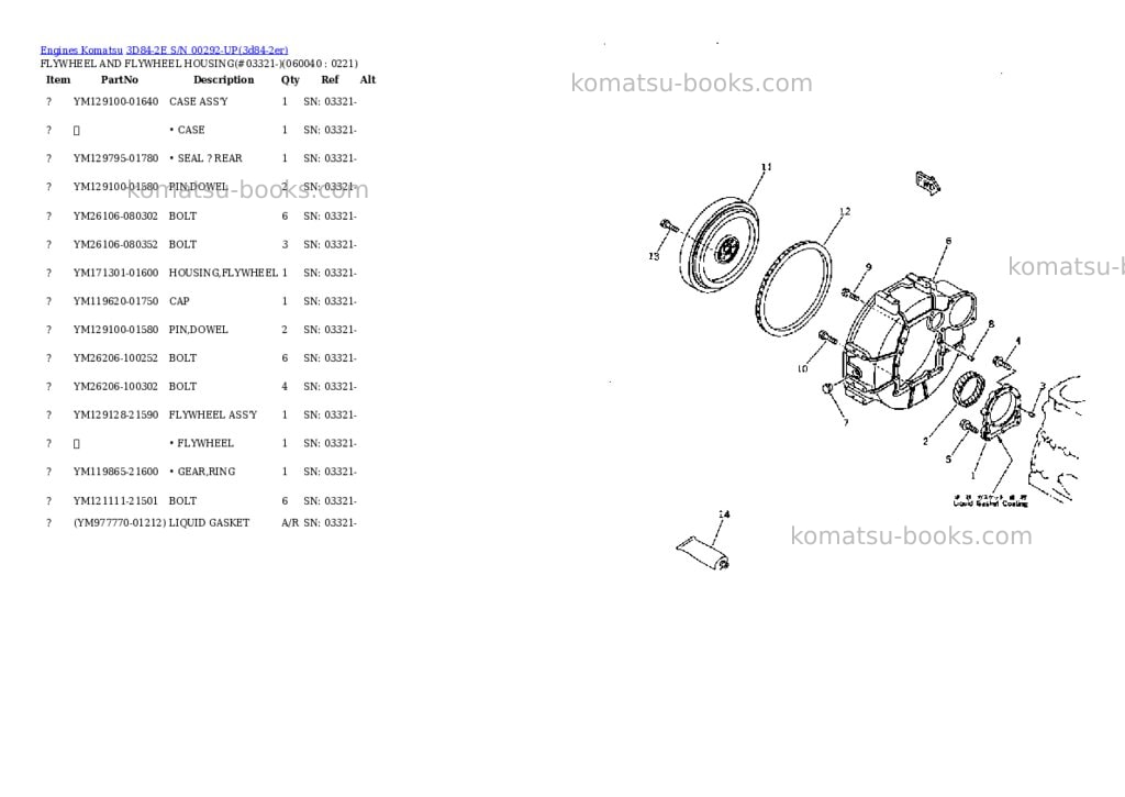 Komatsu 3D84-2E S/N 00292-UP Parts catalog cover Page 10