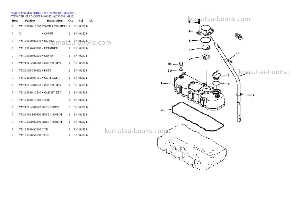 Komatsu 3D84-2E S/N 00292-UP Parts catalog cover Page 2