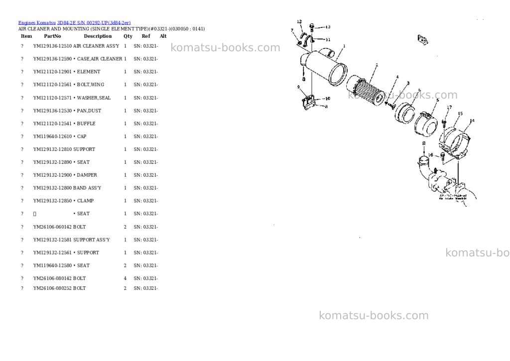 Komatsu 3D84-2E S/N 00292-UP Parts catalog cover Page 4