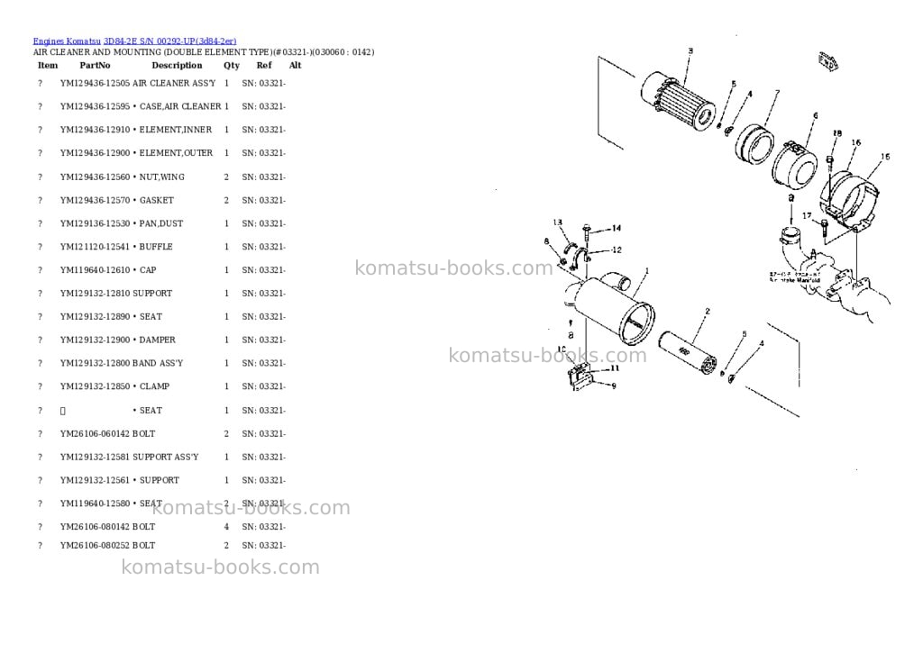 Komatsu 3D84-2E S/N 00292-UP Parts catalog cover Page 5