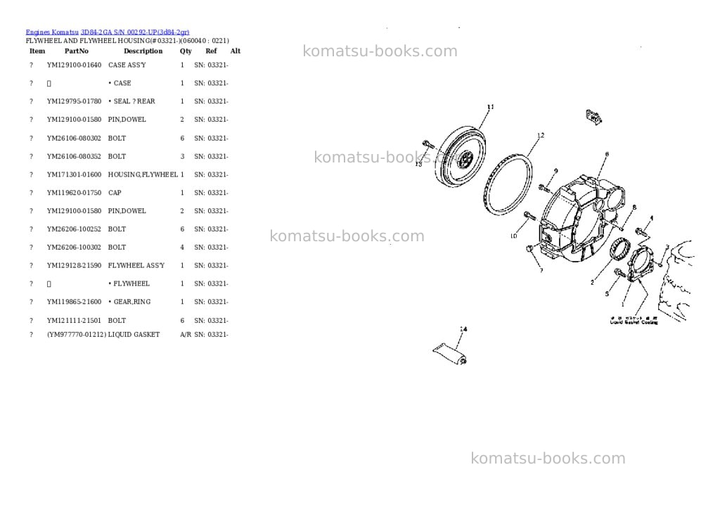 Komatsu 3D84-2GA S/N 00292-UP Parts catalog cover Page 10