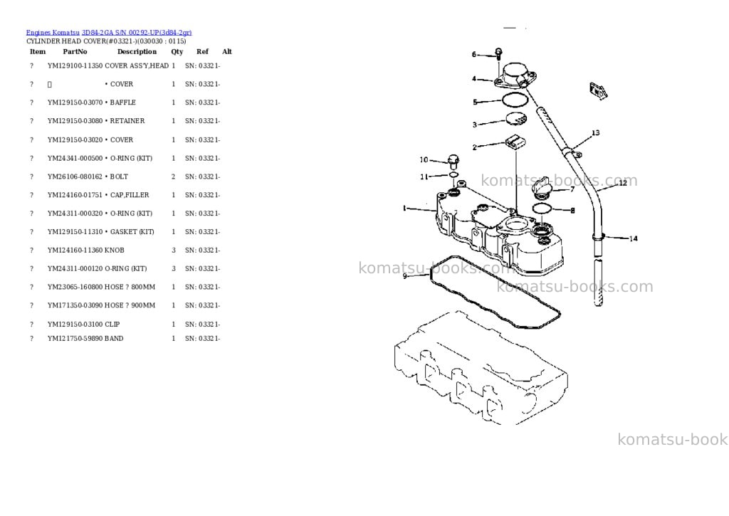 Komatsu 3D84-2GA S/N 00292-UP Parts catalog cover Page 2