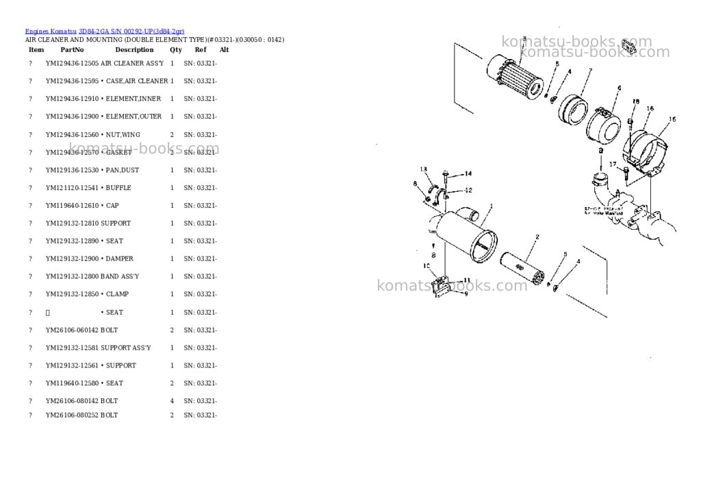 Komatsu 3D84-2GA S/N 00292-UP Parts catalog cover Page 4