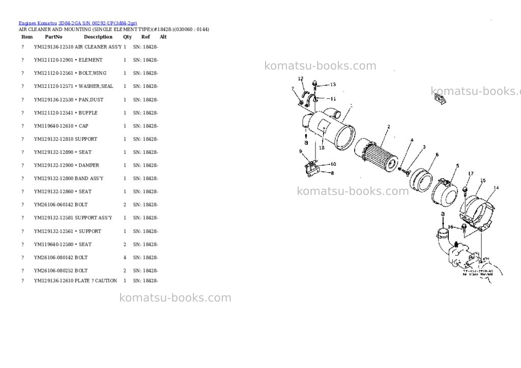 Komatsu 3D84-2GA S/N 00292-UP Parts catalog cover Page 5