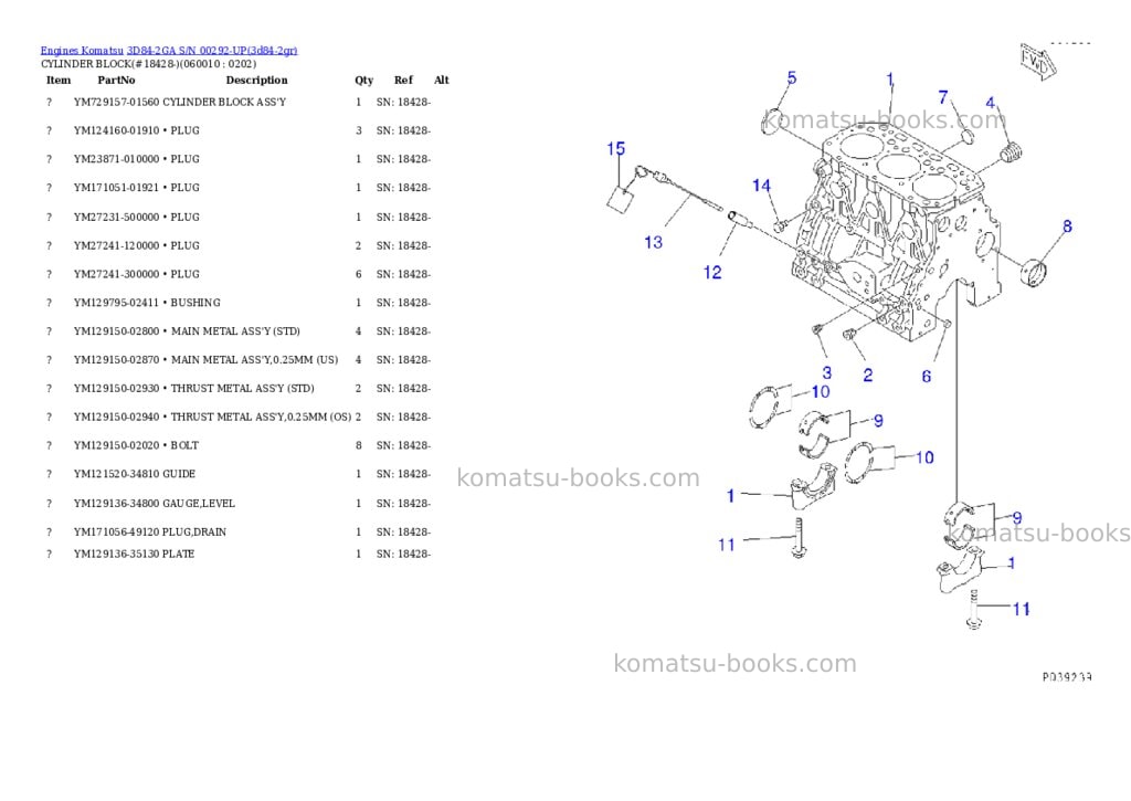 Komatsu 3D84-2GA S/N 00292-UP Parts catalog cover Page 7