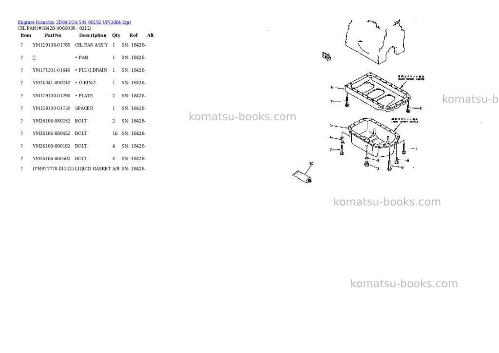 Komatsu 3D84-2GA S/N 00292-UP Parts catalog cover Page 9