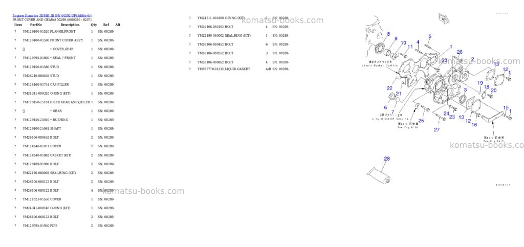Komatsu 3D84E-3B S/N 00292-UP Parts catalog cover Page 7 Komatsu 3D84E-3B S/N 00292-UP Parts catalog cover Page 7