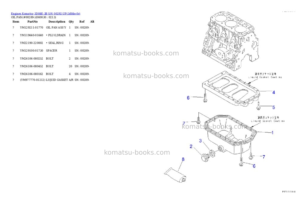 Komatsu 3D84E-3B S/N 00292-UP Parts catalog cover Page 8 Komatsu 3D84E-3B S/N 00292-UP Parts catalog cover Page 8