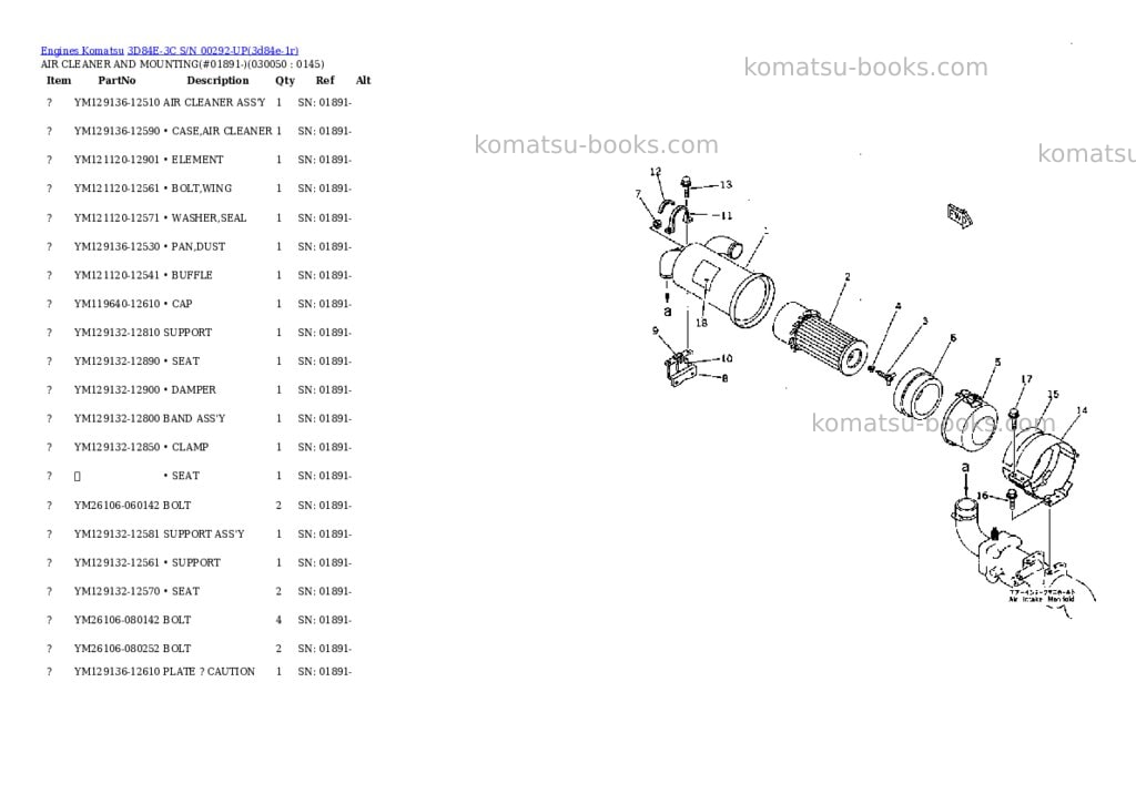 Komatsu 3D84E-3C S/N 00292-UP Parts catalog cover Page 4 Komatsu 3D84E-3C S/N 00292-UP Parts catalog cover Page 4