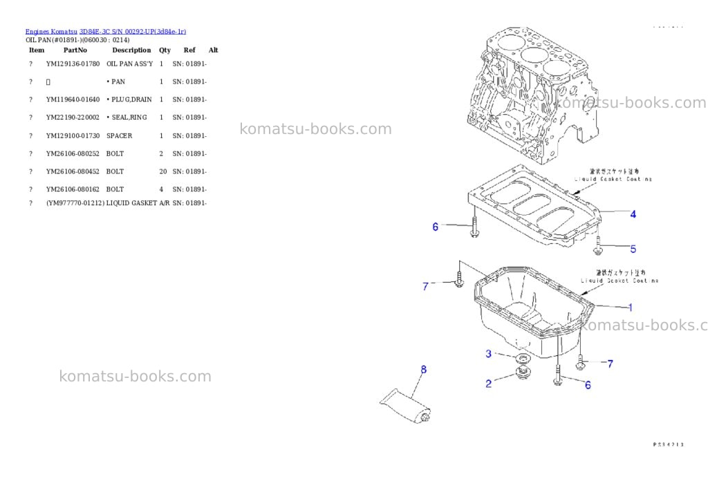Komatsu 3D84E-3C S/N 00292-UP Parts catalog cover Page 8 Komatsu 3D84E-3C S/N 00292-UP Parts catalog cover Page 8