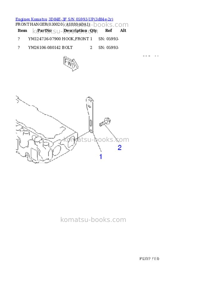 Komatsu 3D84E-3F S/N 05993-UP Parts catalog cover