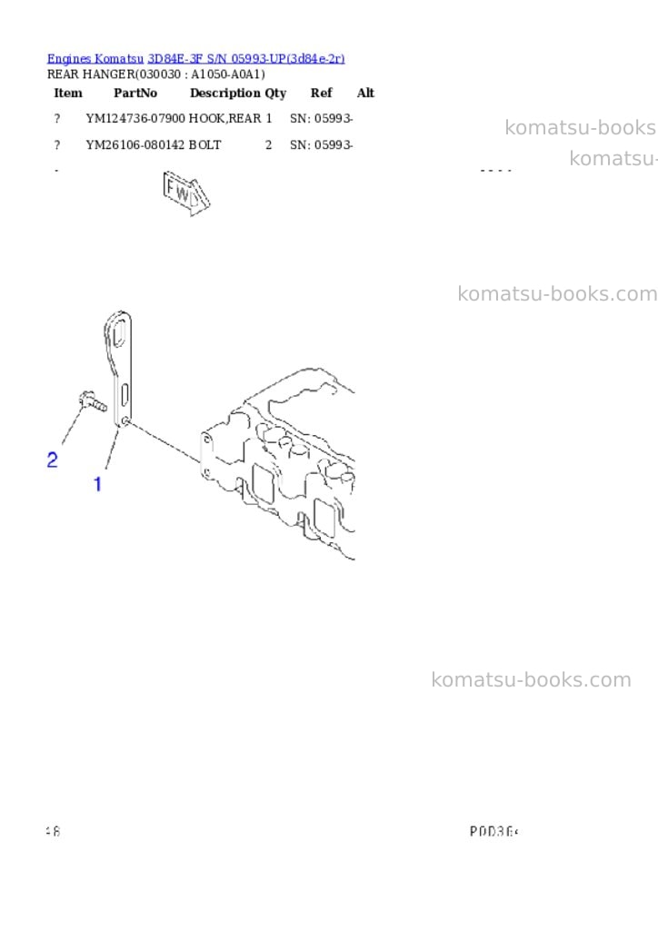 Komatsu 3D84E-3F S/N 05993-UP Parts catalog cover Page 2